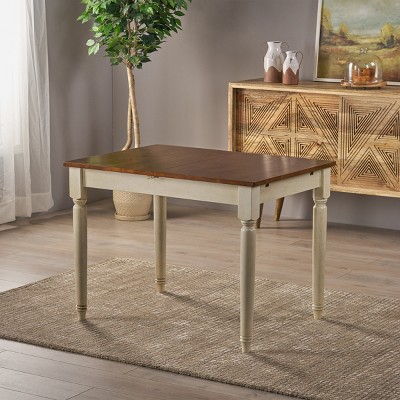 Indoor Rubber Wood Lounge Side Table,4-6 Seats Rectangle Extendable Dining Room Table With Wood Veneer,Wooden Dining Table-Cuddlewood