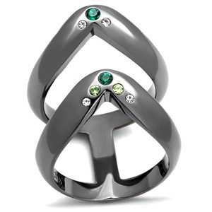 Slickblue Women’s Ruthenium Finish Stainless Steel Ring with Multi-Color Synthetic Crystals, Sizes 5-10 - 1 of 4