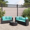 vidaXL Patio Sofa Set with Cushions Lounge Setting Outdoor 9 Piece Poly Rattan - Black and Blue - 2 of 4