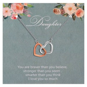 Daughter Greeting Card Sterling Silver Hearts Necklace for Women Ginger Lyne Collection - 1 of 4