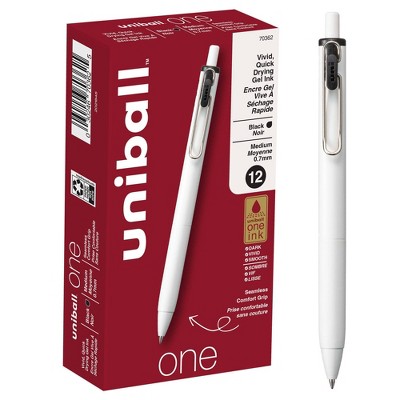 uni-ball uni one Retractable Gel Pens Medium Point 0.7mm Black Ink Dozen (70362)