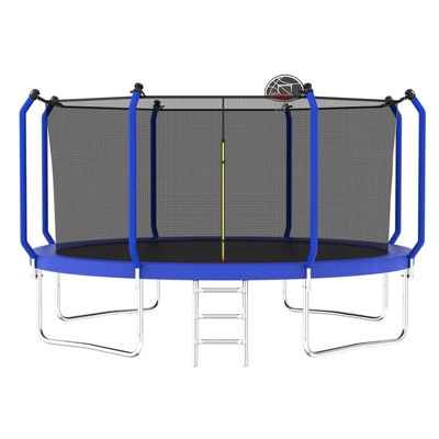 Aukfa Trampoline with Basketball, Enclosure Net, Kids Trampoline with Ladder, Outdoor Backyard Jumping Fun
