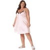 Agnes Orinda Women's Plus Size Satin V-Neck Sleeveles Lace Trim Nightgowns - 3 of 4