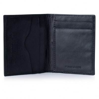 Alpine Swiss Thin Front Pocket Wallet Business Card Case 2 ID Window 6 Card Slot - Black