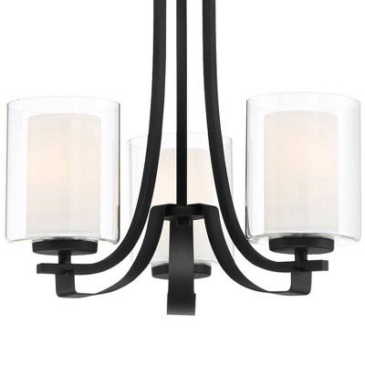 Black Sand Coal Mini Pendant Chandelier with Etched White Glass Shades