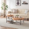 Round Coffee Table with Storage with Drawers Farmhouse Circle Table, Easy to Assemble Wood Accent Center Table Natural Living Room Tables - 4 of 4