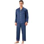 Lars Amadeus Men's Satin Sleeping Long Sleeves Shirt Pants Pajama Set
