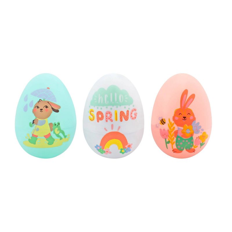 3ct Plastic Fashion Character Printed Easter Eggs Pink White Turquoise - Spritz&#8482;, 1 of 2