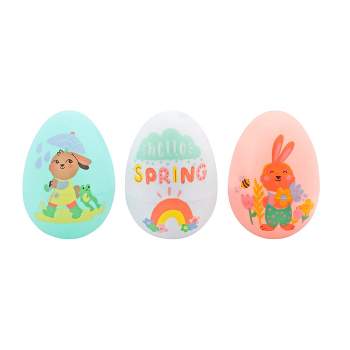 3ct Plastic Fashion Character Printed Easter Eggs Pink White Turquoise - Spritz™