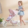 Olivia's Little World Double Jogging-Style Pram for Baby Dolls, Pink/Grey - 3 of 4