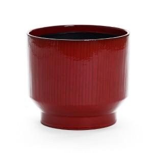 LuxenHome 13" Dia Ceramic Plant Pot Red Glazed Indoor Outdoor Decorative Planter with Drainage Hole and Rubber Plug Modern Round Flower Pot - 1 of 4