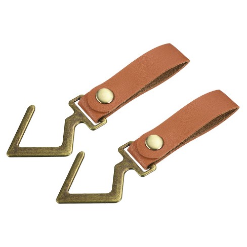 Unique Bargains Pu Leather S Shelf Hooks Camping Hook Hanger Metal Outdoor  Accessories For Hanging Utensils Brown 2 Pcs : Target