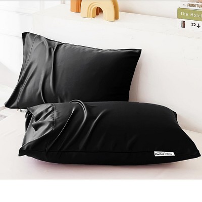 Royal Black Pillow Cases Queen Size 2 Pack, Bamboo Rayon Cooling Pillowcases with Envelope Closure, , 20x30 inches,Color Black