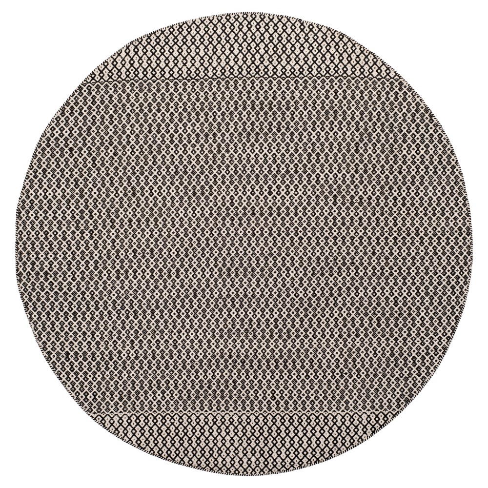 Ivory/Black Abstract Woven Round Area Rug - (6' Round) - Safavieh