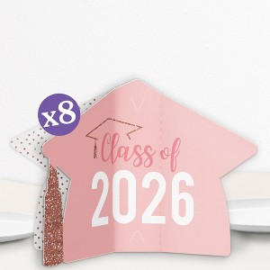 Big Dot of Happiness 8 Count Dusty Rose Gold Graduation 3D Centerpiece Table Decorations, Freestanding Class of 2026 Pink Grad Party Centerpieces - 1 of 4