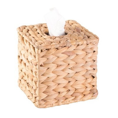 Natural Water Hyacinth Wicker Square Tissue Box Cover