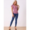 Allegra K Women's Summer V Neck Ruffle Sleeve Casual Faux Wrap Blouse - 4 of 4