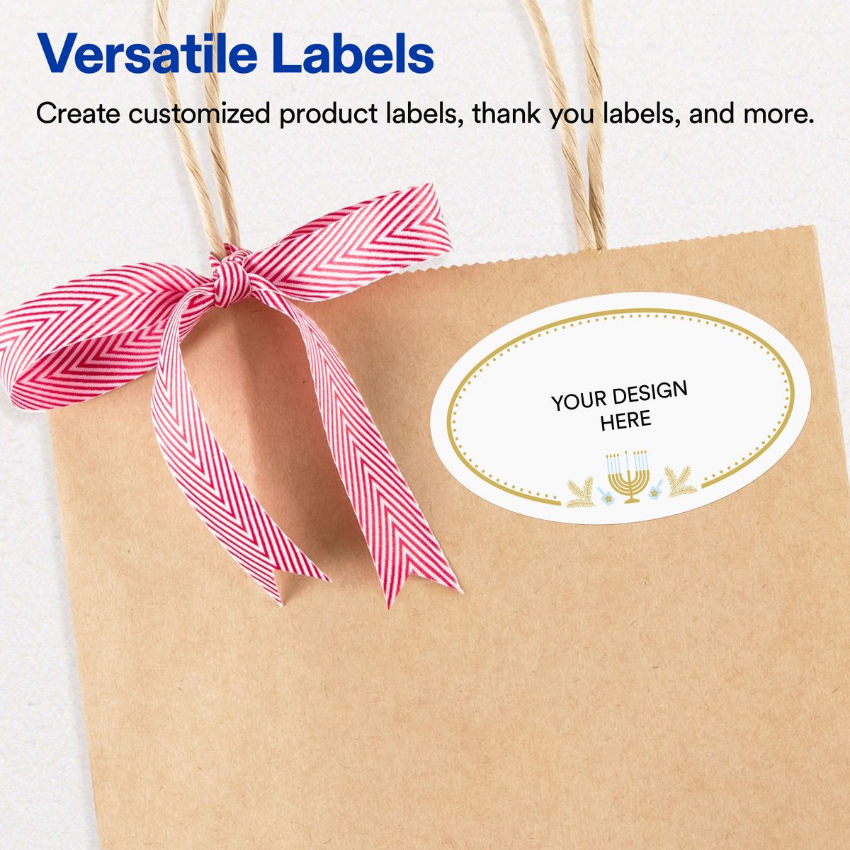 Avery® Labels, 2" x 3-1/3", Glossy, Gold Menorah Frame, 160 - thumbnail 4