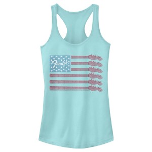 Juniors Womens Fender Guitar Flag Logo Racerback Tank Top - 1 of 4