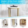 Emma and Oliver White Laminate Living Room Coffee Table with Crisscross Brushed Gold Metal Frame - 3 of 4