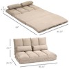 Convertible Floor Sofa Chair, Folding Couch Bed, Guest Chaise Lounge with 2 Pillows, Adjustable Backrest and Headrest, 40.25" L - 3 of 4