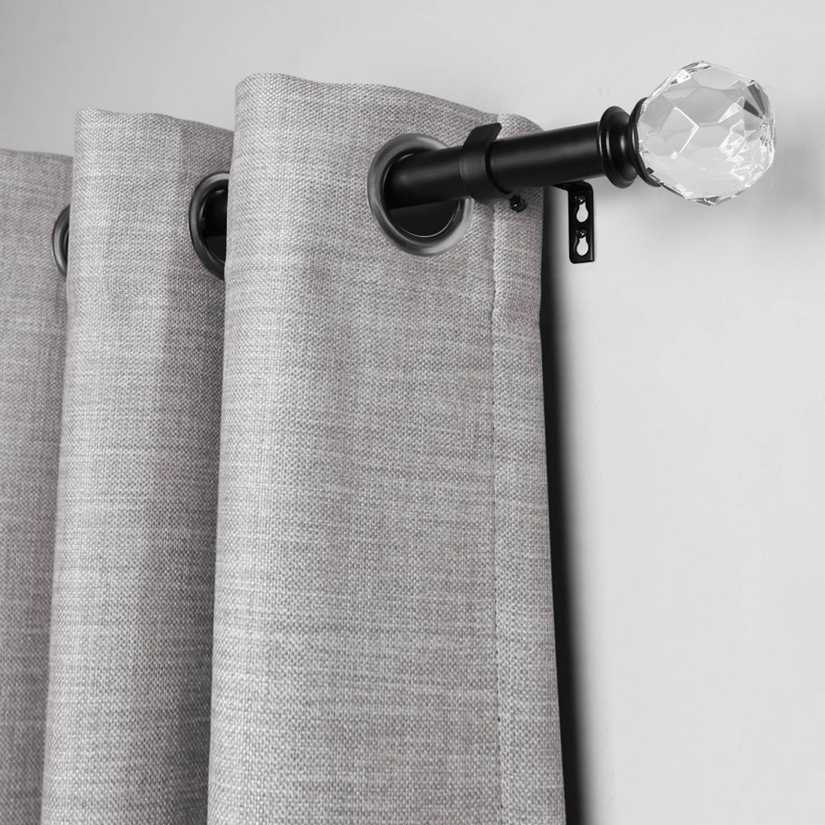 Lumi Home Furnishings 1" 50" x 144" Faceted Crystal Sphere Finial Curtain Rod Set - thumbnail 3