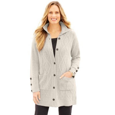 Catherines Women's Plus Size Cashmiracle; Buttonfront Cable Cardigan