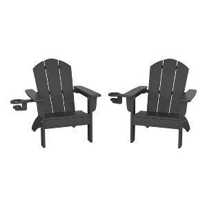 WestinTrends Malibu Kids Outdoor HDPE Plastic Adirondack Patio Chairs with Cup Holders (Set of 2) - 1 of 4