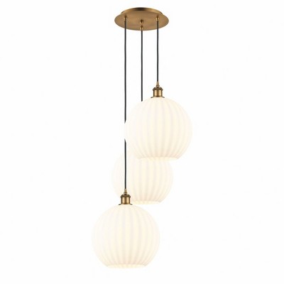 White Venetian - 3 Light Cord Hung Multi Pendant In Modern Style-39 Inches Tall and 18.5 Inches Wide