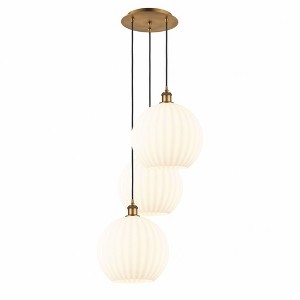White Venetian - 3 Light Cord Hung Multi Pendant In Modern Style-39 Inches Tall and 18.5 Inches Wide - 1 of 1