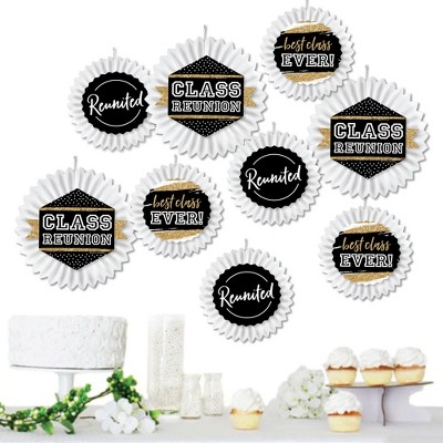 Big Dot of Happiness Reunited - Hanging School Class Reunion Party Tissue Decoration Kit - Paper Fans - Set of 9