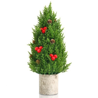 Costway 18.5'' Tabletop Artificial Christmas Tree w/ 170 PE Branches & Pulp Stand