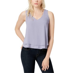 bar III Womens Ruffle Hem Knit Blouse, Purple, X-Large - 1 of 1