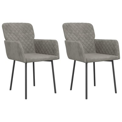vidaXL Dining Chairs, 2 Pcs, Light Gray Velvet