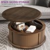 Round Rattan Drum Lift Top Coffee Table End Table Side Table for Living Room Storage Space Dark Brown - 4 of 4