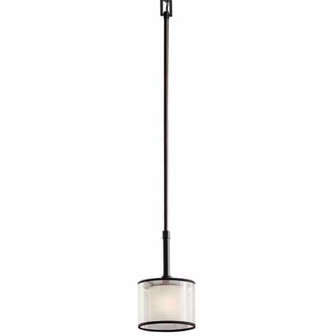 Lacey 10.25" 1 Light Mini Pendant with Satin Etched Cased Opal Inner Diffusers and White Translucent Organza Outer Shade in Antique Pewter - image 1 of 1