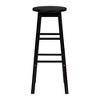 PJ Wood Classic Round-Seat 24" Tall Kitchen Counter Stools for Homes, Dining Spaces, and Bars with Backless Seats, Square Legs, Black (8 Pack) - 4 of 4