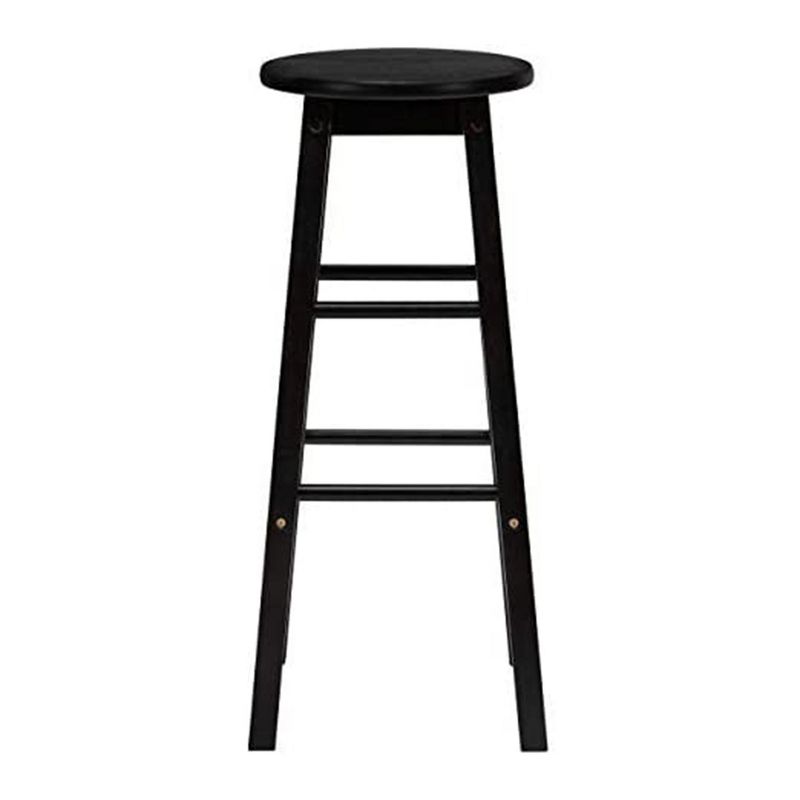 PJ Wood Classic Round-Seat 24" Tall Kitchen Counter Stools for Homes, Dining Spaces, and Bars with Backless Seats, Square Legs, Black (6 Pack), 4 of 7