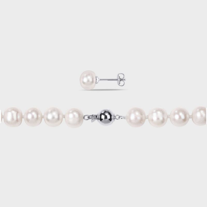 9-10mm Freshwater Cultured Pearl Necklace and 8-9mm Freshwater Cultured Pearl Earring Set, 3 of 6