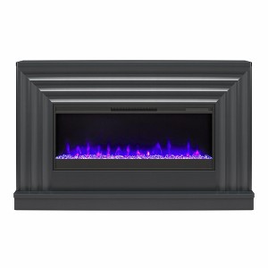 CosmoLiving by Cosmopolitan Rene Electric Fireplace Mantel 65" TV Stand with Multi-Color Flame and Crystal Ember Bed - 1 of 4