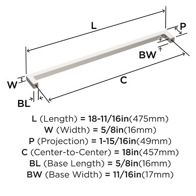 Modern Polished Nickel 18-inch Appliance Pull with Mounting Hardware