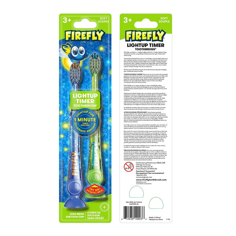 Firefly Kids&#39; Light-Up Timer Toothbrush - Soft - 2ct, 1 of 8
