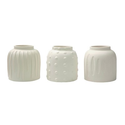 Transpac Ceramic Textured & Neutral Vase Set of 3 Spring Home Decorations
