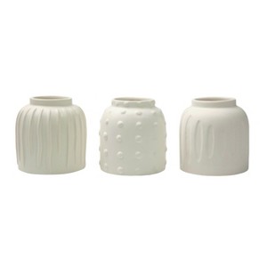 Transpac Ceramic Textured & Neutral Vase Set of 3 Spring Home Decorations - 1 of 2