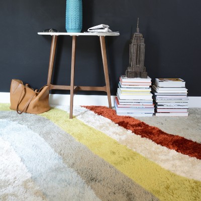 Retro Multicolor Hand-Tufted Shag Runner Rug