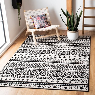 Ivory Charcoal Hand-Knotted 4'x6' Synthetic Easy-Care Area Rug