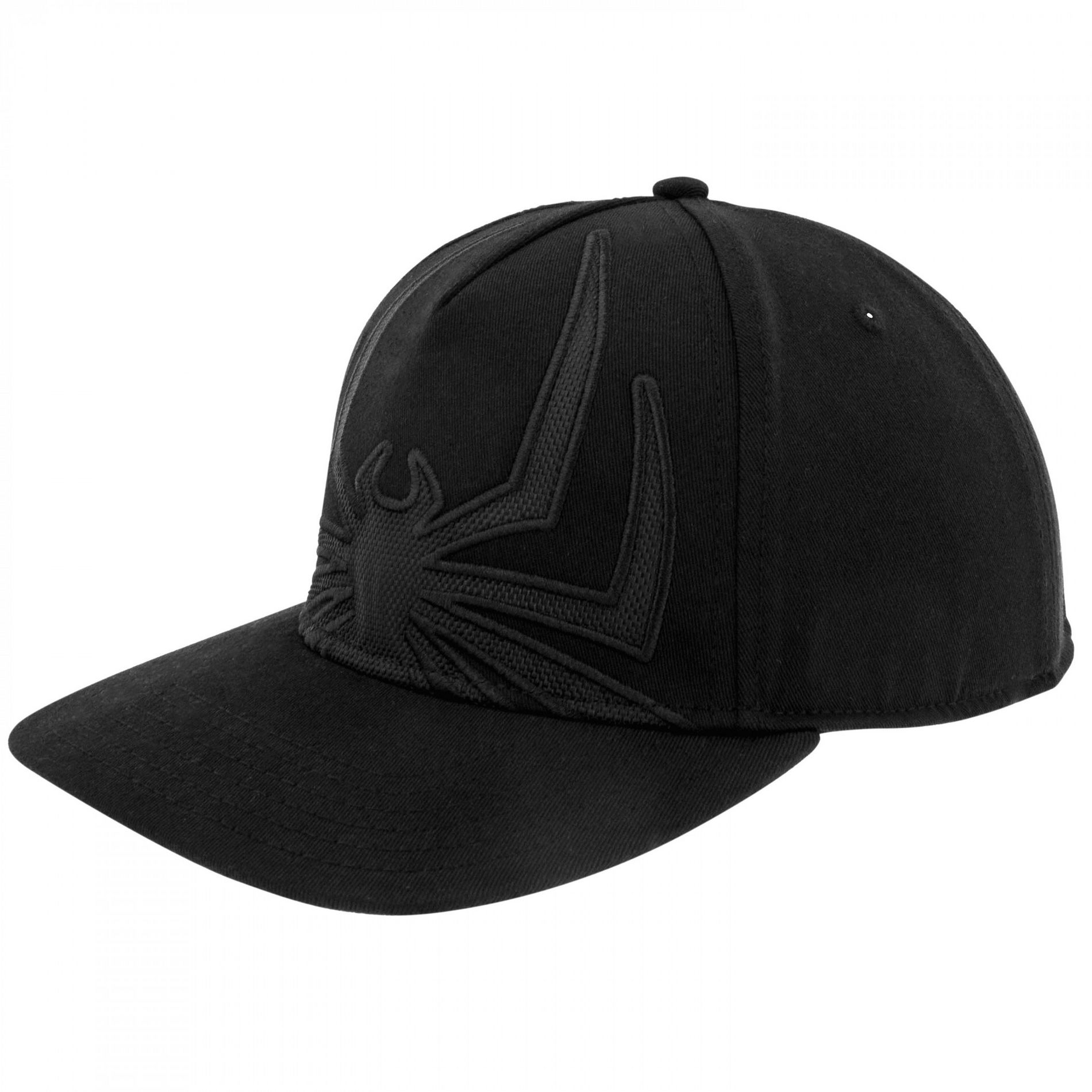 Adult Spider-Man Logo Black on Black Snapback Hat - One Size Fits Most