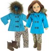Sophia’s Coat, Animal Print Leggings & Boots for 18" Dolls, Turquoise - 2 of 4