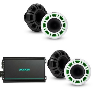 Kicker (2 Pair ) 48KMXL65 6.5" Horn-Loaded Marine LED Speakers with 48KMA6004 4 Ch. Marine Amp Bundle - 1 of 4