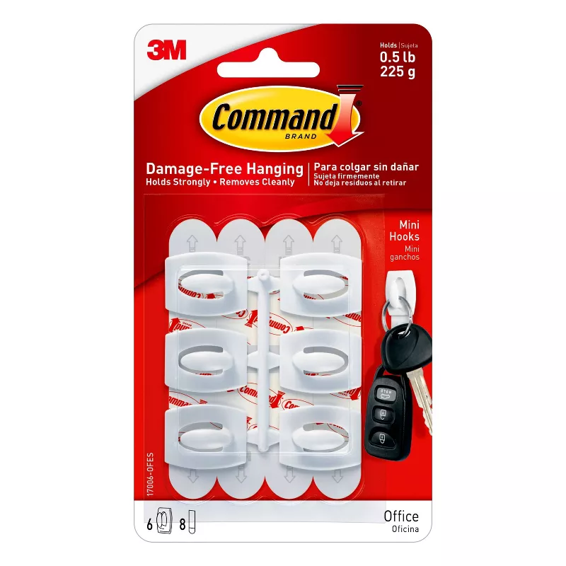 6ct 3M Command Hooks (Mini) - White